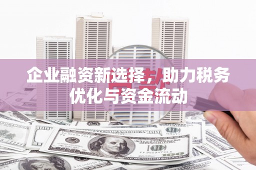 久治企业融资新选择，助力税务优化与资金流动