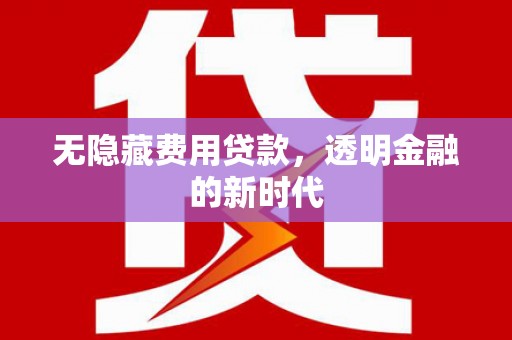 久治无隐藏费用贷款，透明金融的新时代
