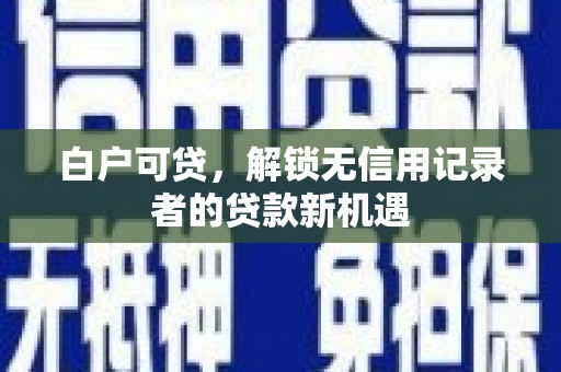 沙鹿白户可贷，解锁无信用记录者的贷款新机遇